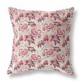 Palacedesigns 26 in. Roses Indoor & Outdoor Throw Pillow Red & White PA3099528